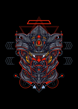 Cyberpunk Samurai Robot Illustration