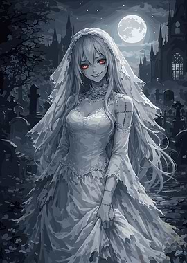 Zombie Bride in Graveyard