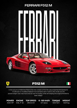 Ferrari F512 M Car Poster