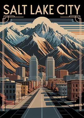Salt Lake City Art Deco Poster