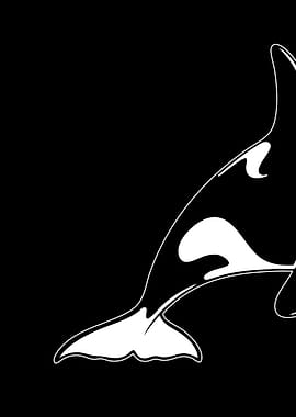 Minimalist Black and White Orca 1/2