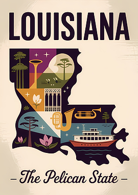 Louisiana: The Pelican State Art Print