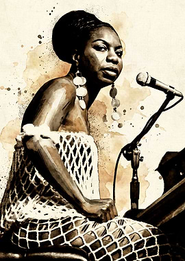 Nina Simone Watercolor Portrait