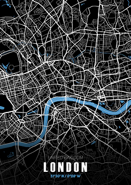 London City Map - Black and White