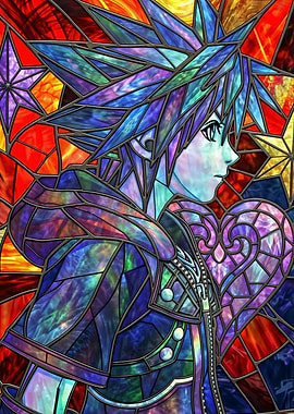 Kingdom Hearts Sora Stained Glass Art