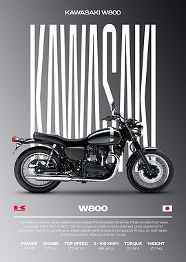 Kawasaki W800 Motorcycle Poster