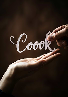 Cook word art in hands
