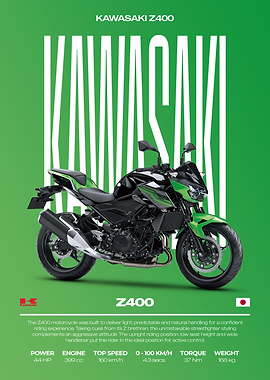 Kawasaki Z400 Motorcycle Poster