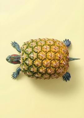 Pineapple Turtle Art – Fun Fruit Animal Hybrid Illustration