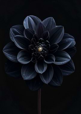 Dark Dahlia Flower on Black Background