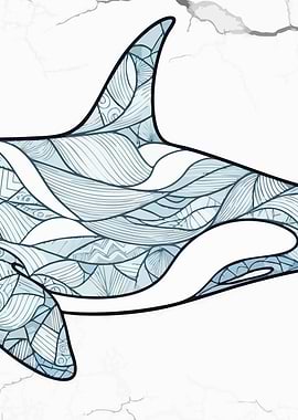Detailed Orca Illustration on Textured Background 2/3