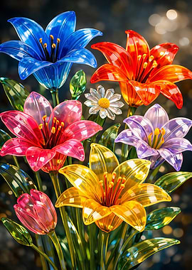 Colorful Glass Flower Bouquet