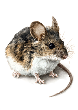 Watercolor Painting of a Wild Mouse