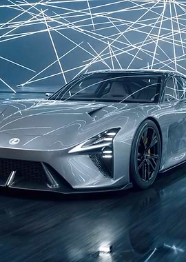 Silver Lexus Electric Car Studio Shot