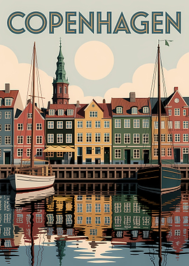 Copenhagen Cityscape with Boats and Reflections