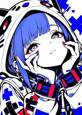 Anime Girl with Hood and Heart Eyes