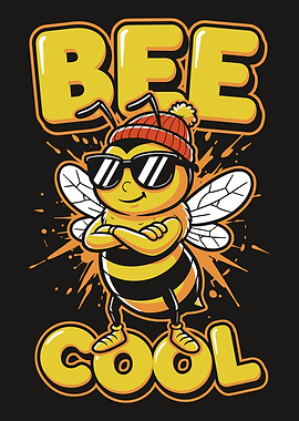 Bee Cool - Funny Hipster Bumblebee Streetwear Art Poster