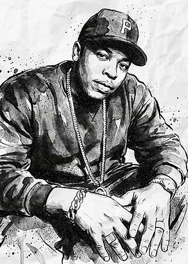 Dr. Dre Portrait in Black and White