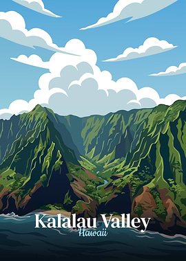 Kalalau Valley, Hawaii, Travel Poster
