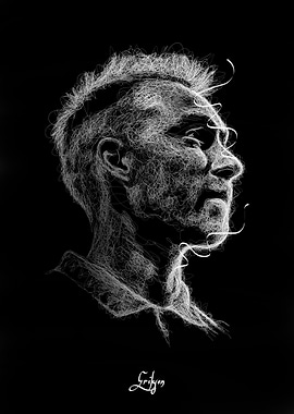 Eriksen Abstract Portrait in White on Black
