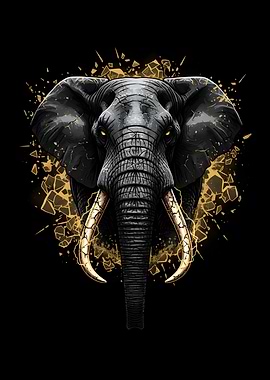 Majestic Elephant with Golden Accents