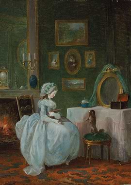 Painting of a woman with a squirrel