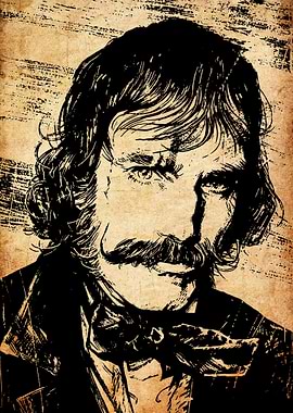 Vintage Portrait of a Man with Mustache