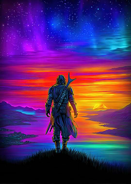 Warrior at Colorful Horizon