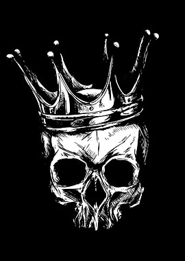 Skull with Crown Black and White