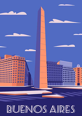 Buenos Aires Obelisk Travel Poster