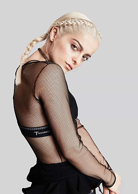 Bebe Rexha in Black Fishnet Top