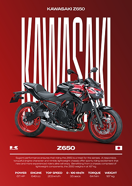 Kawasaki Z650 Motorcycle Poster