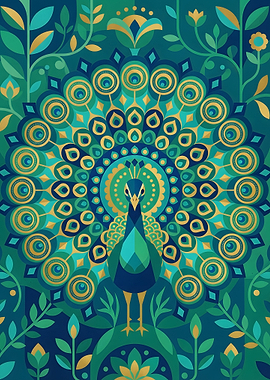 Geometric Peacock Illustration
