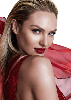 candice swanepoel with red lipstick