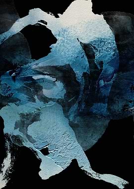 Abstract Blue and Black Painting