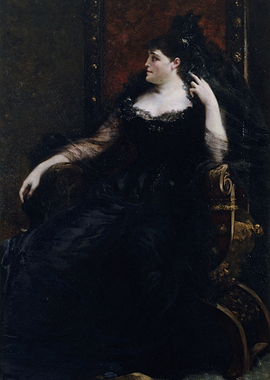 Woman in Black Dress Painting