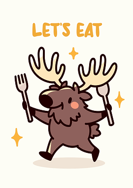 Cartoon Moose Ready to Eat