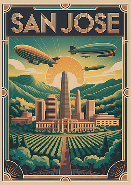 San Jose Vintage Travel Poster Art