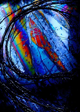 Abstract Color Swirl – Dark Energy – Abstract Porcelain #24