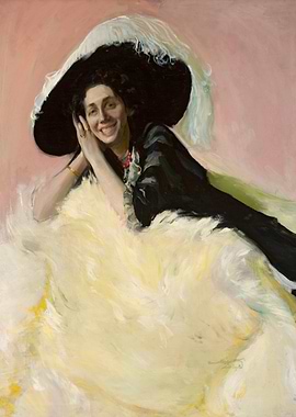 Elegant Woman in Hat Painting