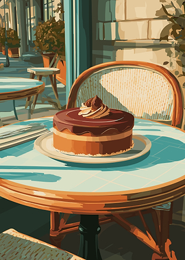 Chocolate Cake at Outdoor Cafe