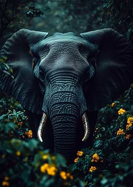 Elephant portrait in the jungle