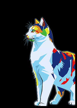 Colorful Cat Pop Art Illustration