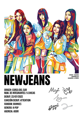 New Jeans K-Pop Group Colorful Portrait
