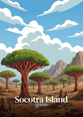 Socotra Island, Yemen Landscape Illustration