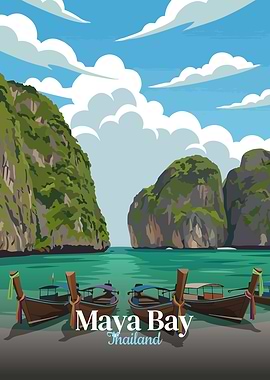 Maya Bay Thailand Travel Poster