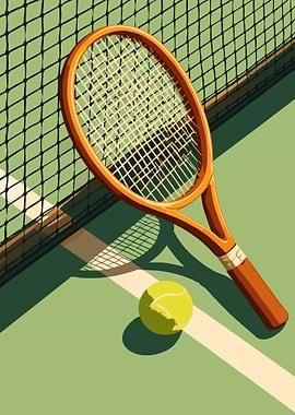 Tennis Racket and Ball Illustration