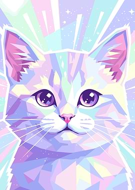 Pastel Geometric Cat Portrait
