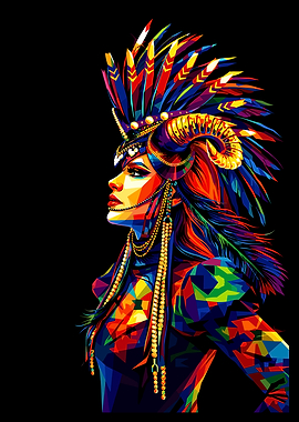 Colorful Headdress Woman Portrait