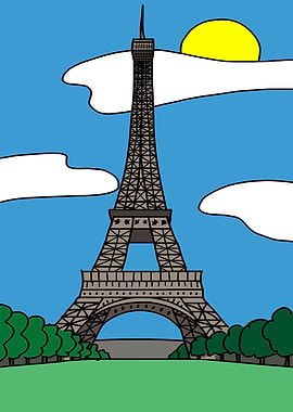 Eiffel Tower Cartoon Illustration